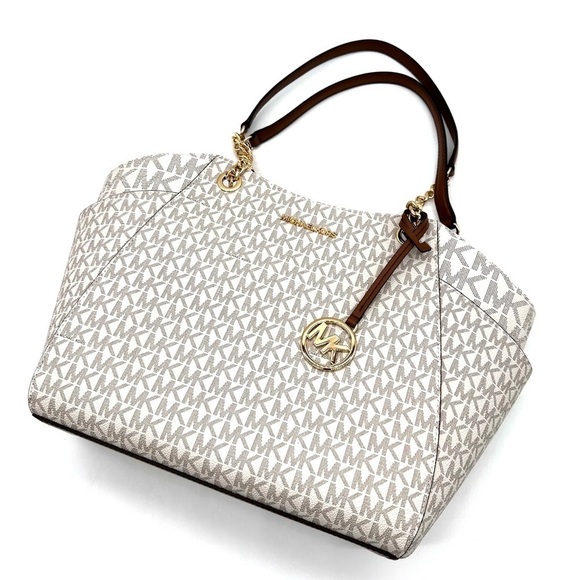 Michael Kors Large Jet Set Travel Chain Shoulder Bag Vanilla (NWT) - Picture 1 of 12